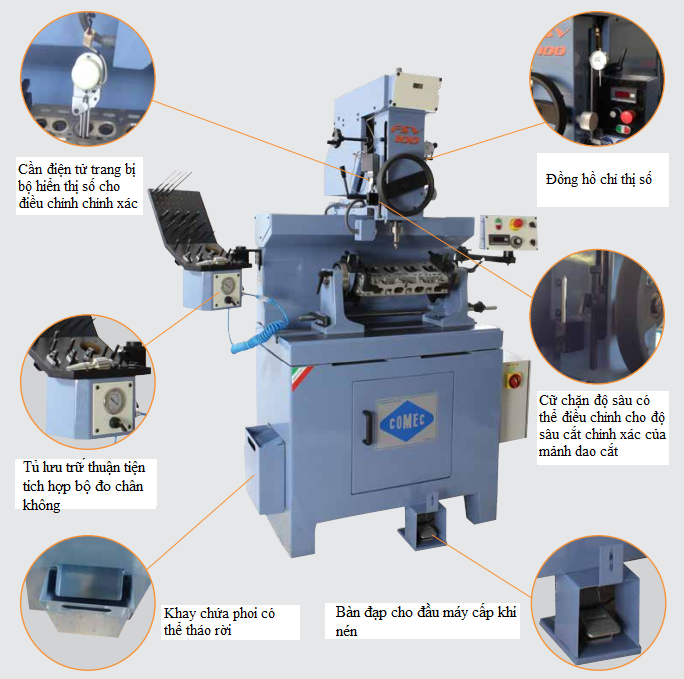 Máy doa miệng supap FSV100 và FSV120 Comec - Italia